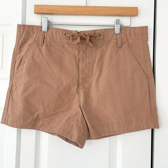 NWOT ASOS DESIGN 100% Cotton Drawstring Shorts Tan Brown Beige Women’s Size 8 - Picture 2 of 9